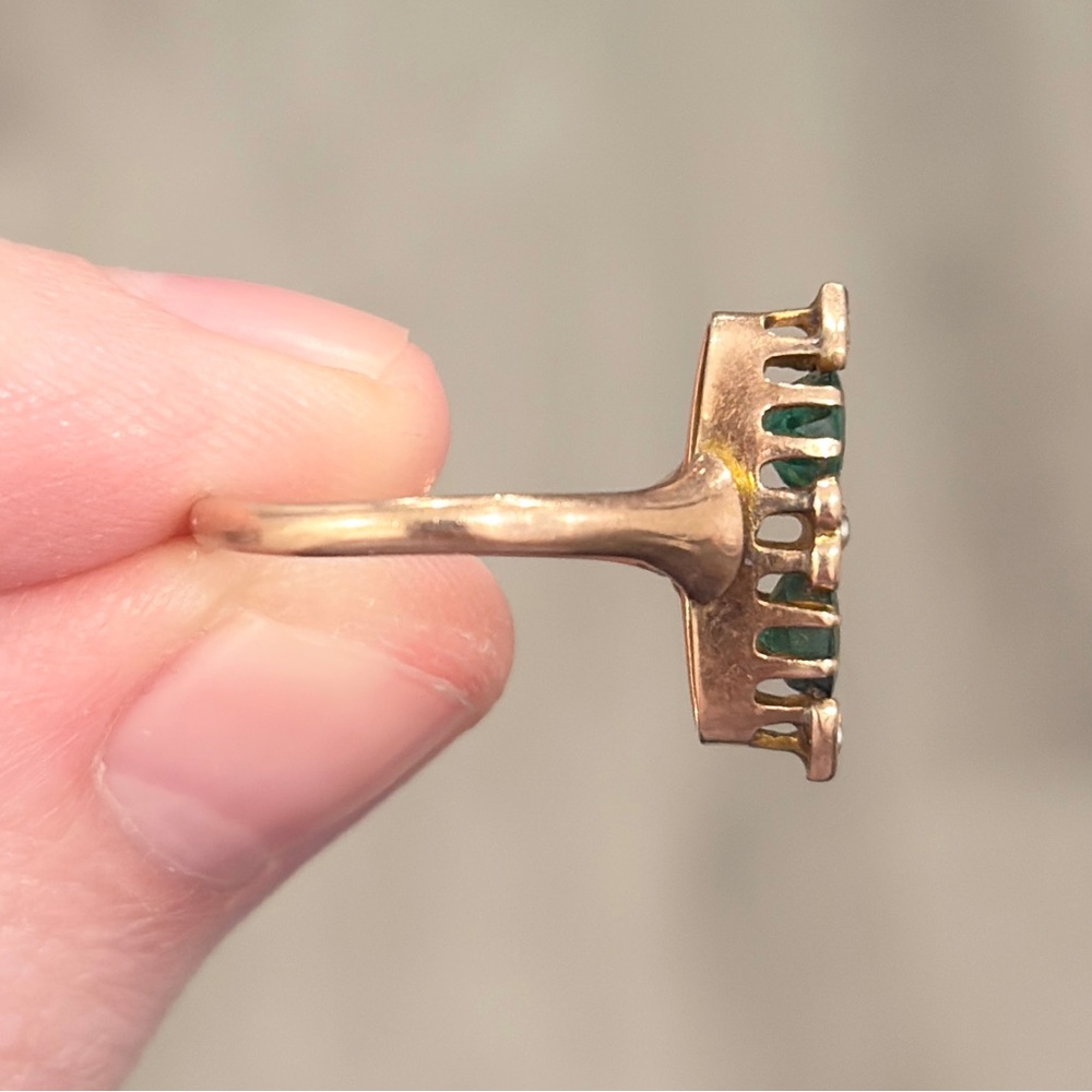 Antique Edwardian 10K Green Ring, Size 5.5, Rose Gold, Navette - Picture 17 of 17